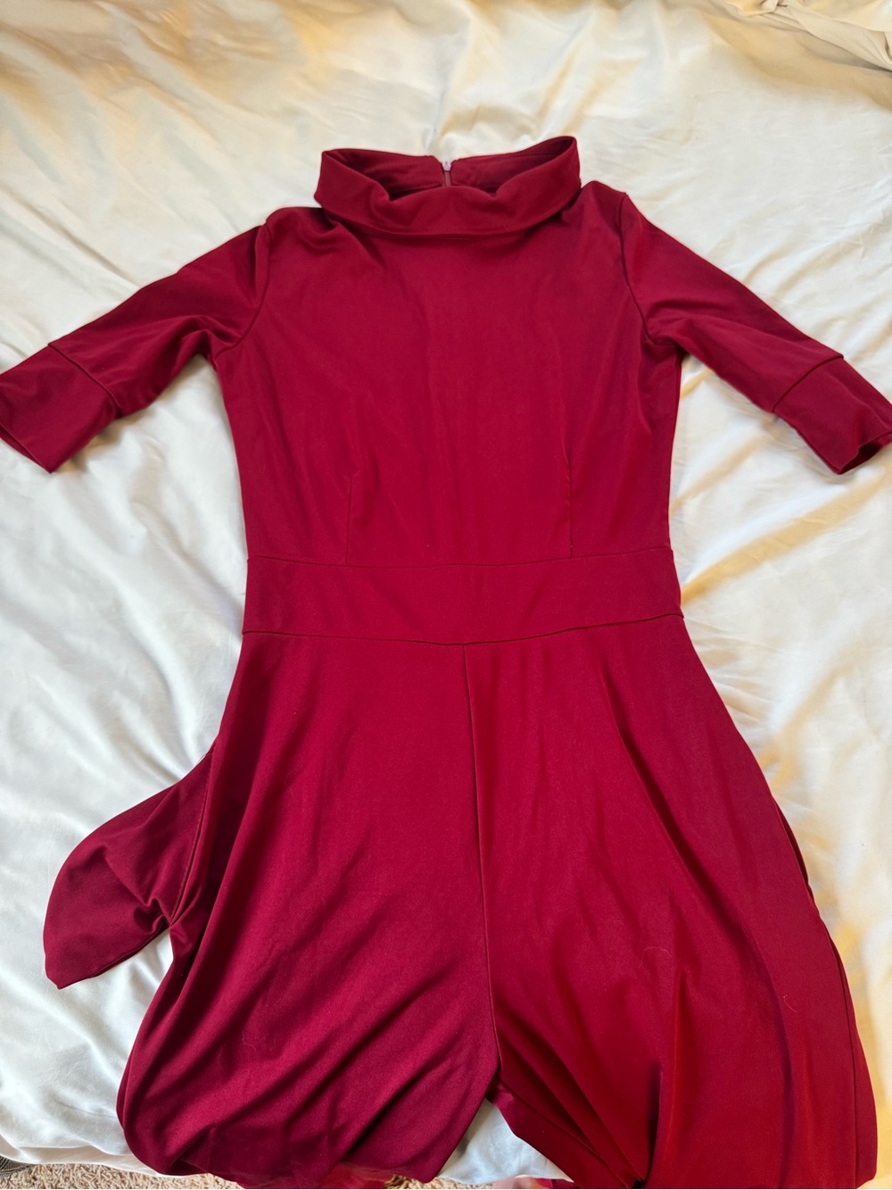 Cranberry Red Short Sleeve Fit-and-Flare Dress
